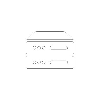 Bilgisayar sunucusu. Basit düz vektör simge tasarlamak. Anahat satırı simgesi - düzenlenebilir kontur