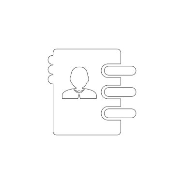 Adres defteri. Basit düz vektör simge tasarlamak. Anahat satırı simgesi - düzenlenebilir kontur