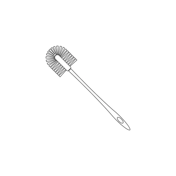 Brosse Toilette Illustration Simple Icône Vectorielle Plate Symbole Ligne Contour — Image vectorielle