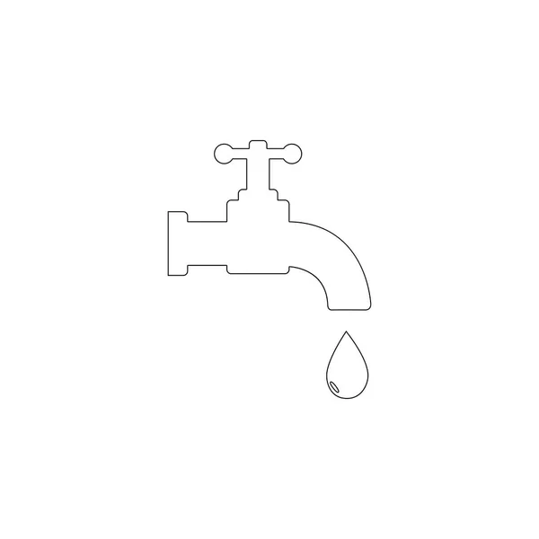 Waterkraan Eenvoudige Platte Vector Pictogram Illustratie Overzichtssymbool Lijn Bewerkbare Beroerte — Stockvector