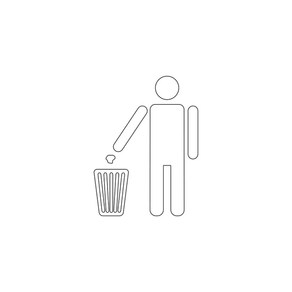 Persona Tirando Basura Ilustración Simple Icono Vector Plano Contorno Símbolo — Vector de stock