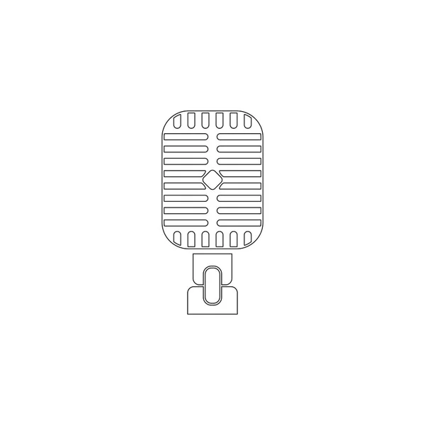 Микрофон Простая Иллюстрация Значка Плоского Вектора Символ Контура Редактируемый Штрих — стоковый вектор