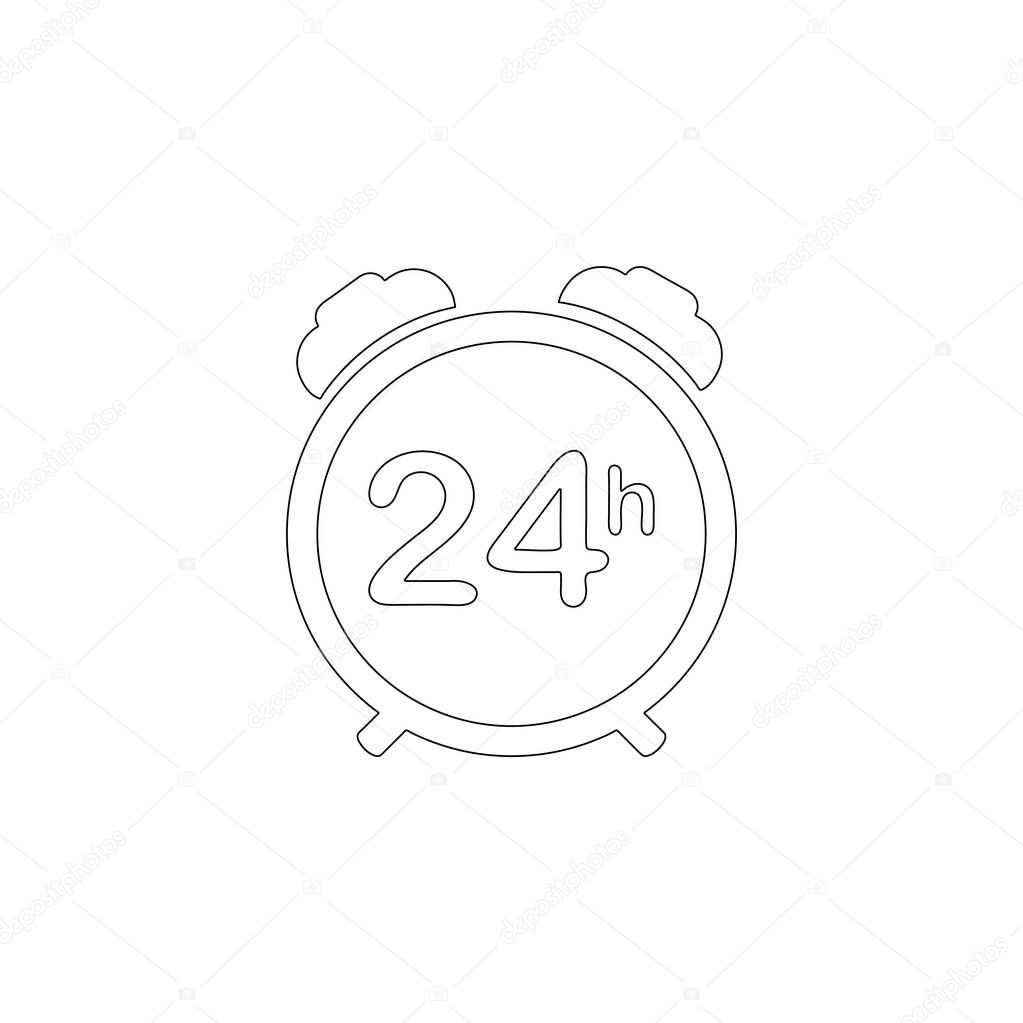 24 hour steady available services. simple flat vector icon illustration. outline line symbol - editable stroke