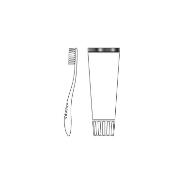 diş fırçası ve diş macunu. Basit düz vektör simge tasarlamak. Anahat satırı simgesi - düzenlenebilir kontur