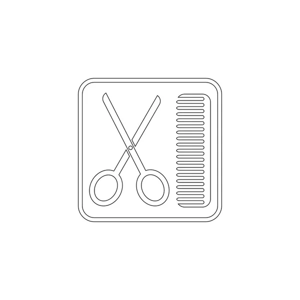 Nůžky Hřeben Jednoduchý Plochý Vektorové Ilustrace Ikona Symbol Osnovy Linie — Stockový vektor