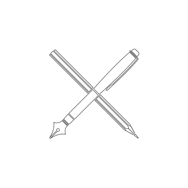 Kuglepen Simpel Flad Vektor Ikon Illustration Skitse Linje Symbol Redigerbare – Stock-vektor