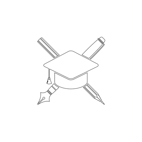 Ceruza Érettségi Sapka Egyszerű Lapos Vector Icon Illusztráció Vonal Szimbólumát Jogdíjmentes Stock Vektorok