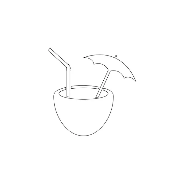 Coctel Coco Ilustración Simple Icono Vector Plano Contorno Símbolo Línea — Archivo Imágenes Vectoriales