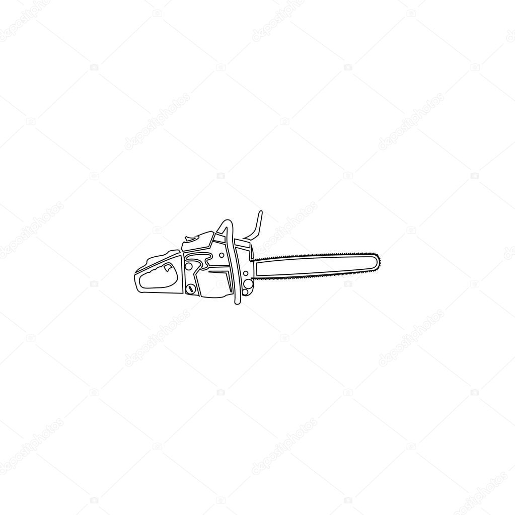 Chain saw. simple flat vector icon illustration. outline line symbol - editable stroke