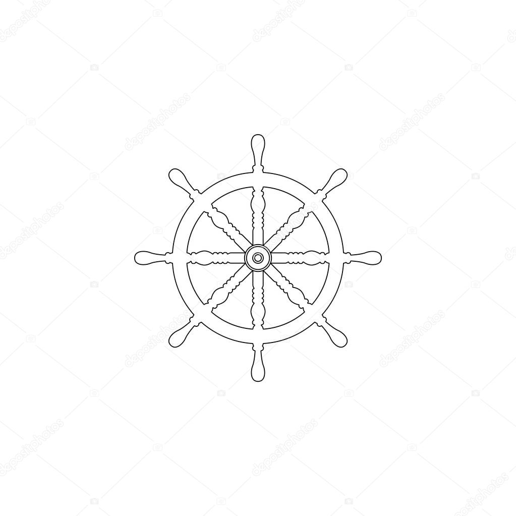 Ship steering wheel. simple flat vector icon illustration. outline line symbol - editable stroke