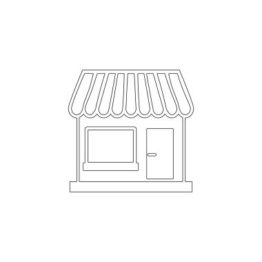 Mağaza. basit düz vektör simge tasarlamak. Anahat satırı simgesi - düzenlenebilir kontur