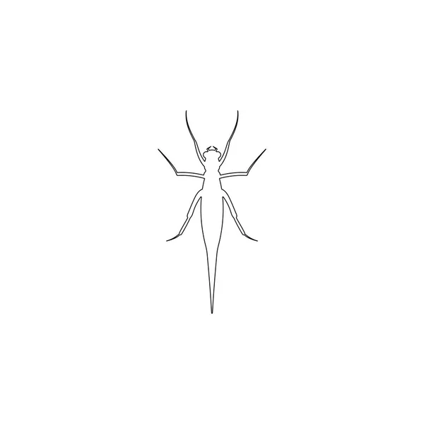 Grasshopper Simple Flat Vector Icon Illustration Outline Line Symbol Editable — Stock Vector