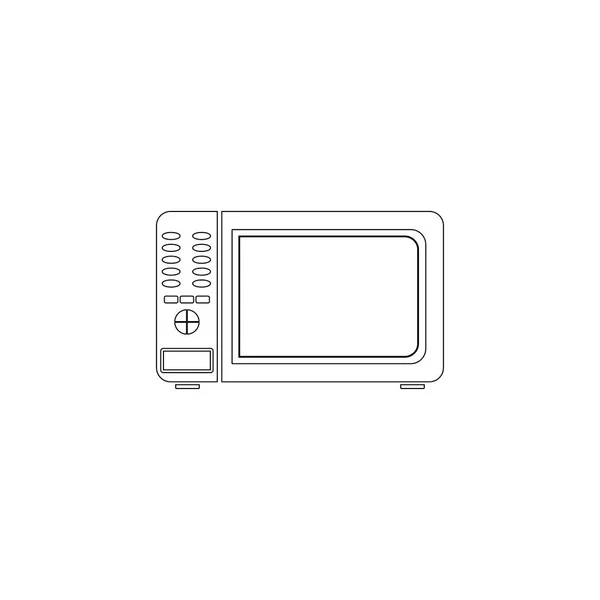 Micro Ondes Illustration Simple Icône Vectorielle Plate Symbole Ligne Contour — Image vectorielle