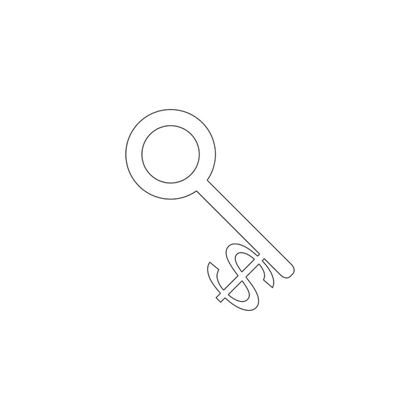 Dollár Valuta Kulcs Egyszerű Lapos Vector Icon Illusztráció Vonal Szimbólumát — Stock Vector
