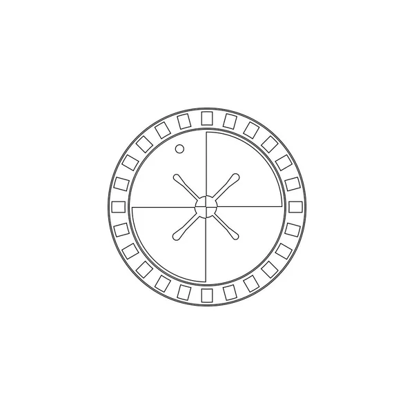 Roulette Casino Wiel Eenvoudige Platte Vector Pictogram Illustratie Overzichtssymbool Lijn — Stockvector