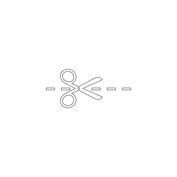 Nůžky Dělicí Čáry Jednoduchý Plochý Vektorové Ilustrace Ikona Symbol Osnovy — Stockový vektor