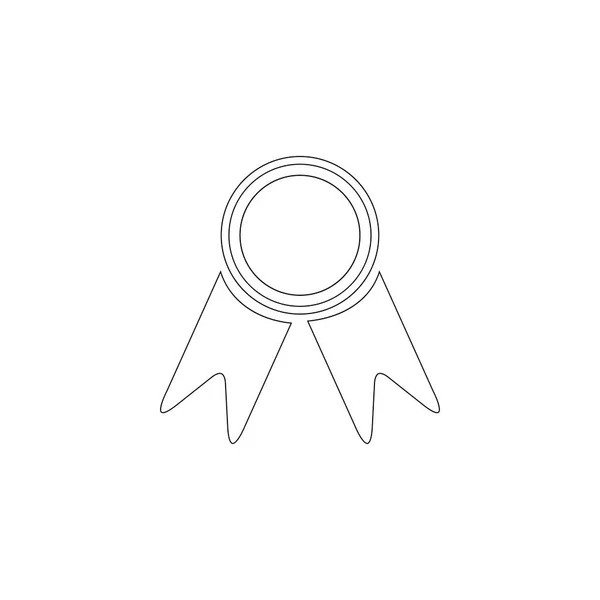 Odznaka Wstążkami Proste Płaskie Wektor Ikona Ilustracja Symbol Konspektu Wiersza — Wektor stockowy