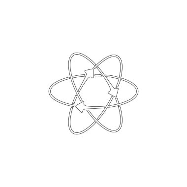 Atom. basit düz vektör simge tasarlamak. Anahat satırı simgesi - düzenlenebilir kontur