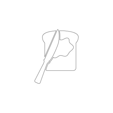 tost ekmeği dilim ile tereyağı ve bıçak yayılıyor. basit düz vektör simge tasarlamak. Anahat satırı simgesi - düzenlenebilir kontur