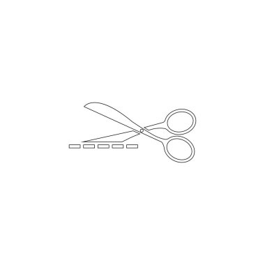 Makasla borularını kestim. basit düz vektör simge tasarlamak. Anahat satırı simgesi - düzenlenebilir kontur