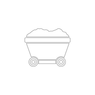 Sepeti madencilik. basit düz vektör simge tasarlamak. Anahat satırı simgesi - düzenlenebilir kontur