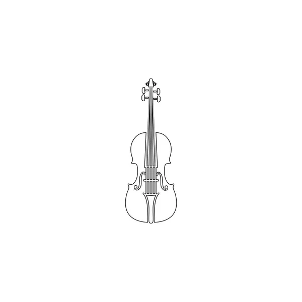 Violino Semplice Illustrazione Dell Icona Vettoriale Piatta Linea Contorno Simbolo — Vettoriale Stock