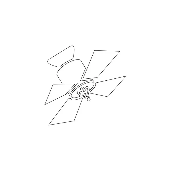 Satellite Semplice Illustrazione Dell Icona Vettoriale Piatta Linea Contorno Simbolo — Vettoriale Stock