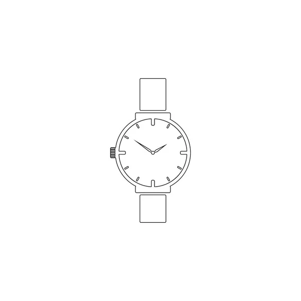 Wristwatch Eenvoudige Platte Vector Pictogram Illustratie Overzichtssymbool Lijn Bewerkbare Beroerte — Stockvector