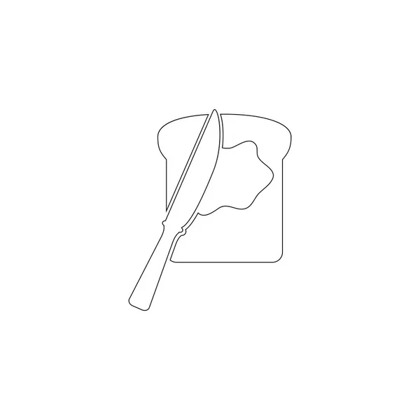 Pan Tostado Rebanada Con Mantequilla Cuchillo Extensión Ilustración Simple Icono — Vector de stock