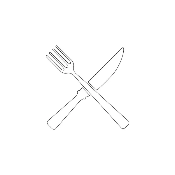 Tenedor Cuchillo Ilustración Simple Icono Vector Plano Contorno Símbolo Línea — Vector de stock