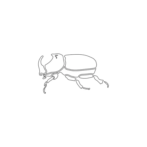 Kumbang Badak Kecil Ilustrasi Ikon Vektor Datar Sederhana Outline Line - Stok Vektor