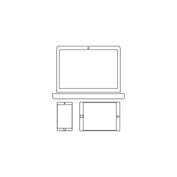 Dispositivos Móviles Ilustración Simple Icono Vector Plano Contorno Símbolo Línea — Vector de stock