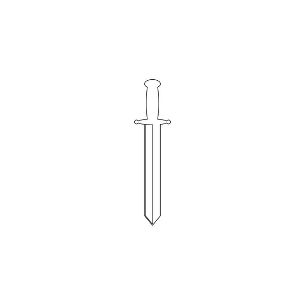 Miecz Proste Płaskie Wektor Ikona Ilustracja Symbol Konspektu Wiersza Edytowalny — Wektor stockowy