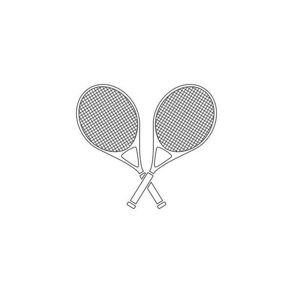 Tennis Semplice Illustrazione Dell Icona Vettoriale Piatta Linea Contorno Simbolo — Vettoriale Stock