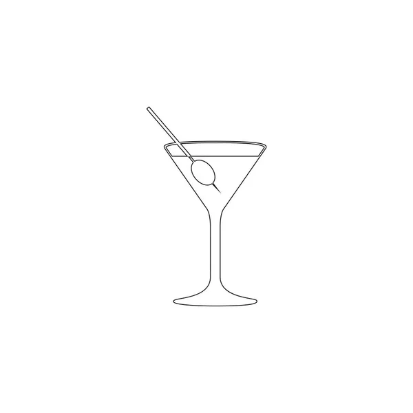 Cocktail Semplice Illustrazione Dell Icona Vettoriale Piatta Linea Contorno Simbolo — Vettoriale Stock