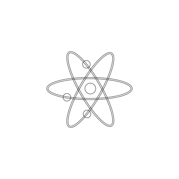 Atomo Semplice Illustrazione Dell Icona Vettoriale Piatta Linea Contorno Simbolo — Vettoriale Stock