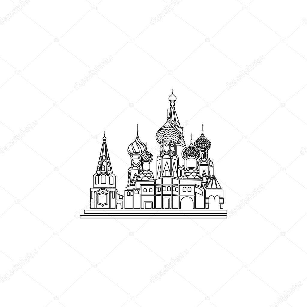 Russia kremlinr. simple flat vector icon illustration. outline line symbol - editable stroke