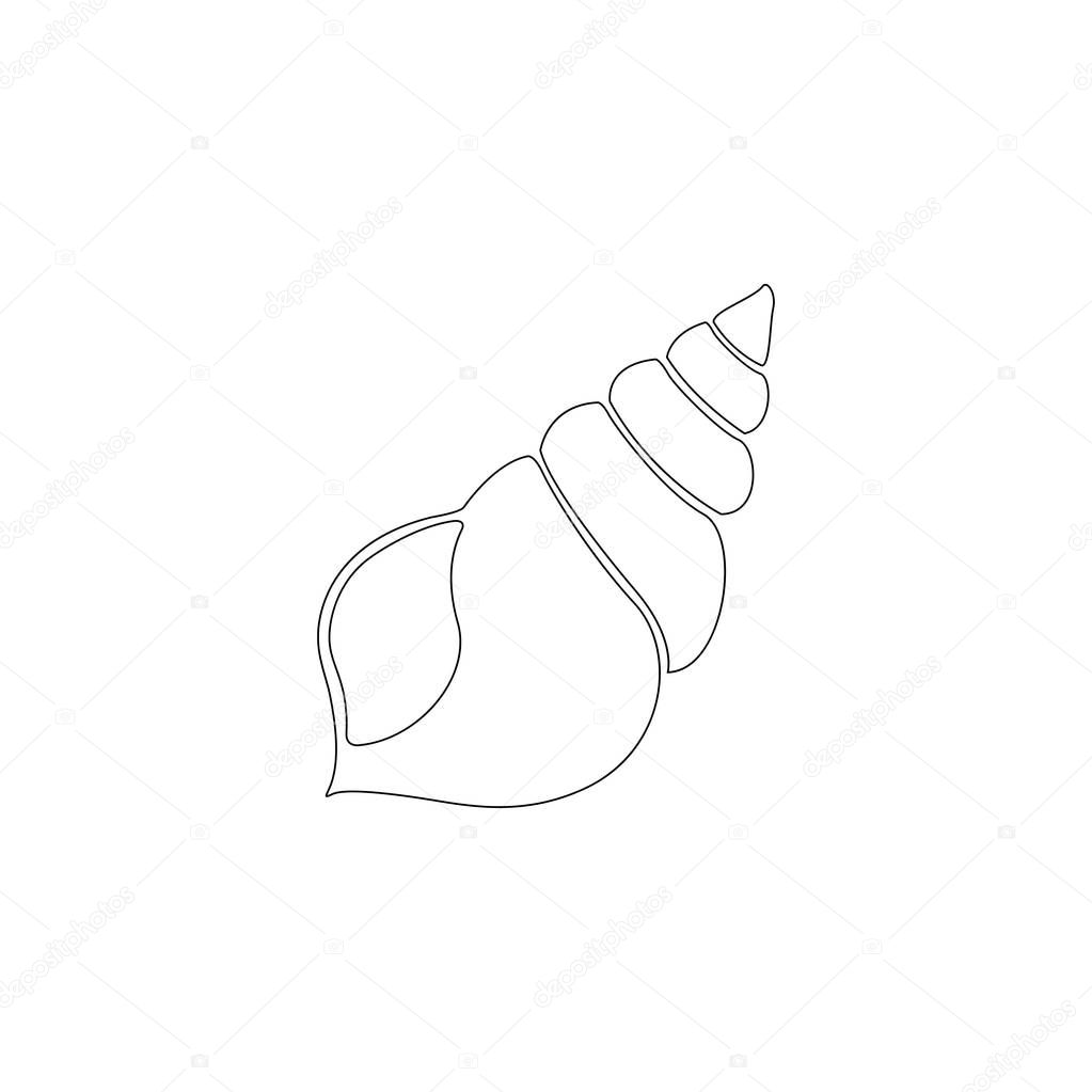 shell. simple flat vector icon illustration. outline line symbol - editable stroke