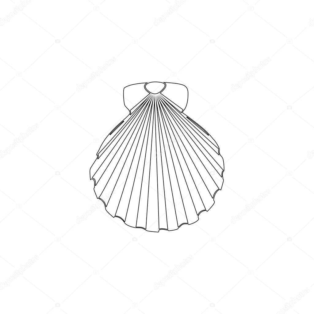 shell sea marine. simple flat vector icon illustration. outline line symbol - editable stroke
