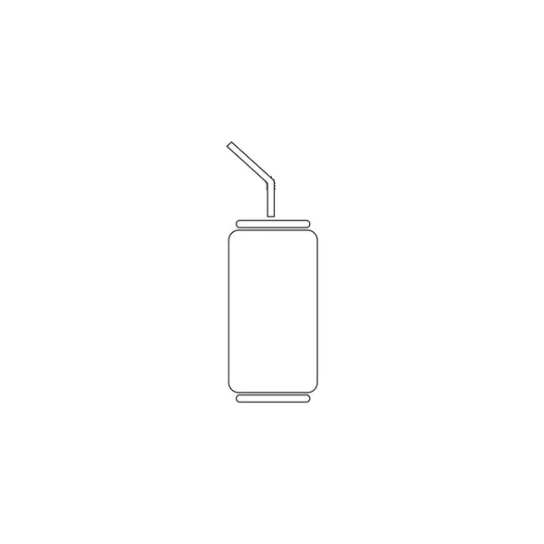 Uma Lata Refrigerante Ilustração Simples Ícone Vetor Plano Símbolo Linha — Vetor de Stock