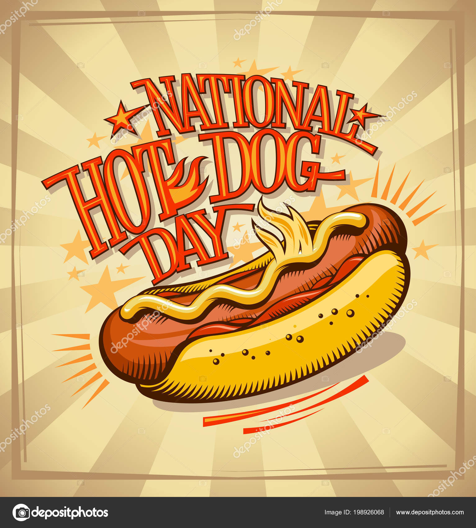 National Hot Dog Day Vector Poster Design Vintage Style Stock Vector National Hot Dog Day Vector Poster Design Vintage Style Stock Vector