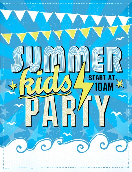 Sommer Kinder Party Poster Design Konzept — Stockvektor