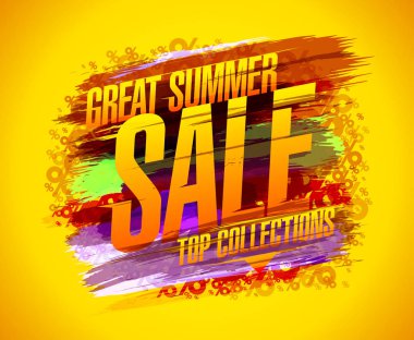 Büyük yaz satış vektör poster, en iyi koleksiyonlar. Renkli lekeleri ile indirimler banner-----