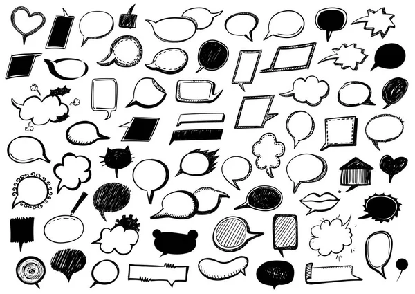 Tekstballonnen Instellen Hand Getrokken Doodle Grafische Afbeelding — Stockvector