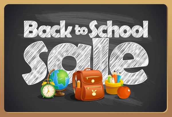 Back School Sale Blackboard Chalk Design Concept — Stock Vector