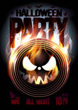 Cadılar Bayramı partisi poster, kopya alanı metin için vinil ürkütücü, yanan