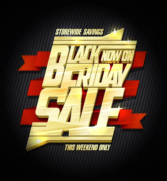 Vente Black Friday Concept Affiche Publicitaire Texte Doré — Image vectorielle