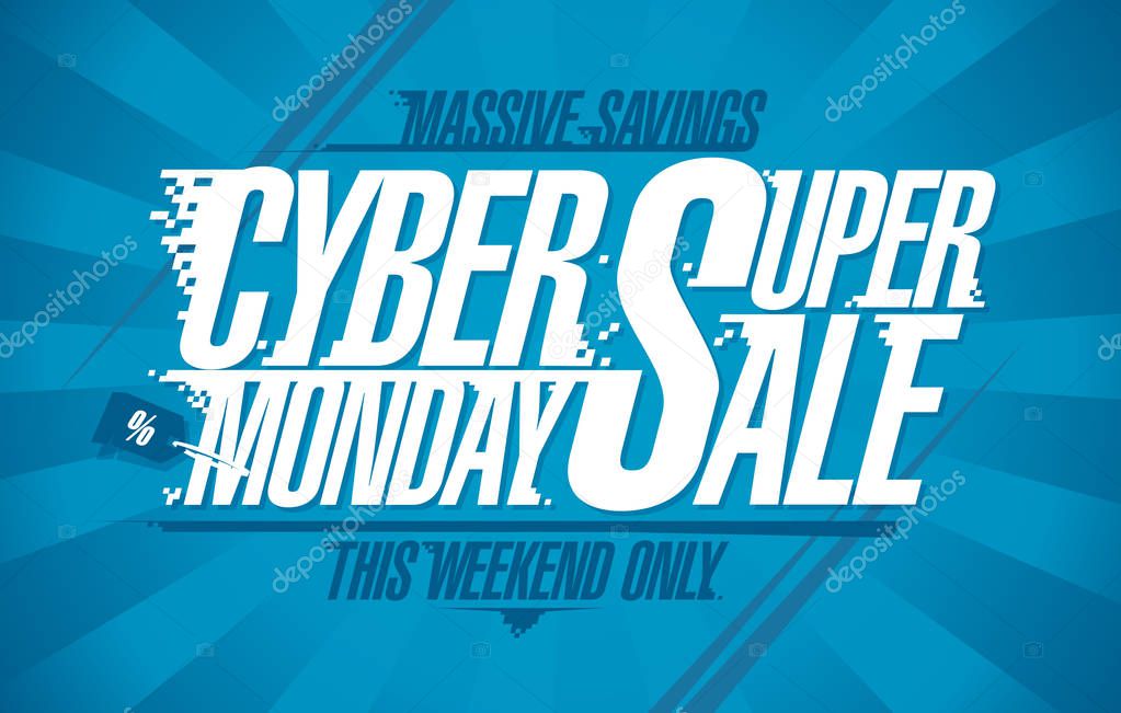 Cyber monday super sale, vector banner design