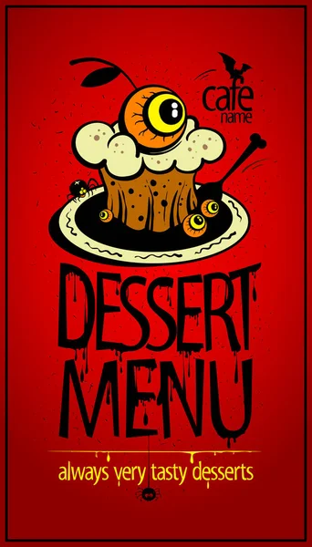 Copertina Della Carta Del Menu Del Dessert Halloween Muffin Spaventoso — Vettoriale Stock