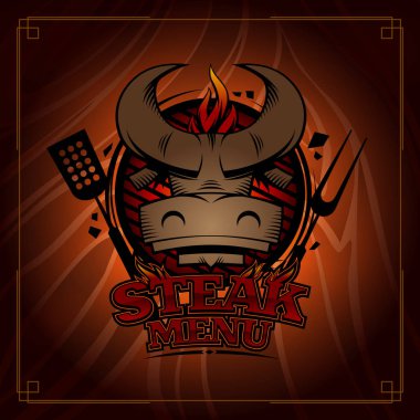 Biftek menü kart tasarımı, Boğa kafa ile kapak